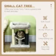 Compact Cat Tower with Bed and Grooming Brush – Grey, 48cm