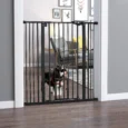 Extra-Tall Pet Gate with Cat Flap – Black, 74–101cm