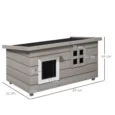 Raised Wooden Outdoor Cat Shelter with Opening Roof – Grey