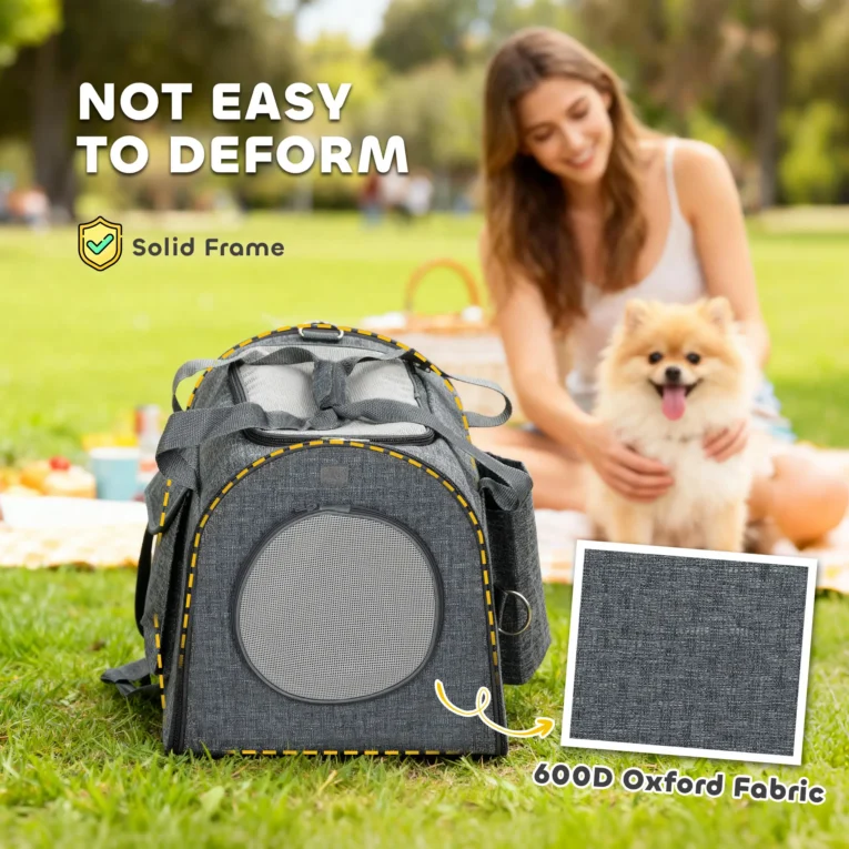 Folding Soft Pet Carrier with Shoulder Strap – Dark Grey, 42cm