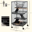 Four-Level Small-Animal Cage with Wheels and Hammock – Silver
