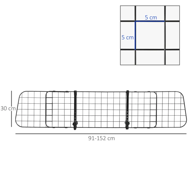 Adjustable Car Dog Barrier – Black, 91–152cm