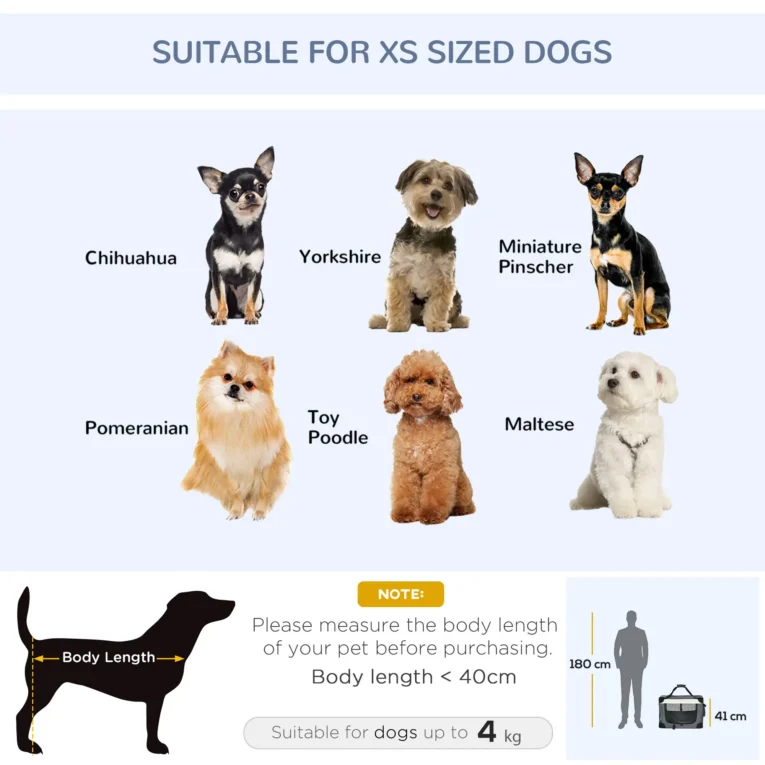 Folding Fabric Pet Carrier – Grey, 60 × 41 × 41cm