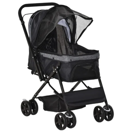 Folding Pet Stroller with Reversible Handle – Black, Under 10kg