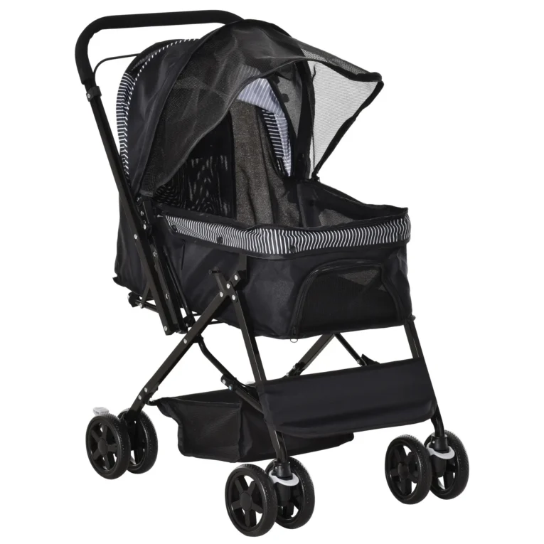 Folding Pet Stroller with Reversible Handle – Black, Under 10kg Folding Pet Stroller with Reversible Handle – Black, Under 10kg