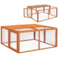 Folding Wooden Small Animal Run with Opening Top – Orange, 110cm