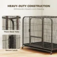 Large Steel Dog Crate with Wheels and Removable Tray – Black, 116cm