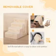 Four-Step Pet Stairs with Washable Cover – Beige, 44cm