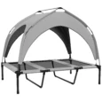 Raised Dog Bed with Canopy – Light Grey, 106 × 76cm