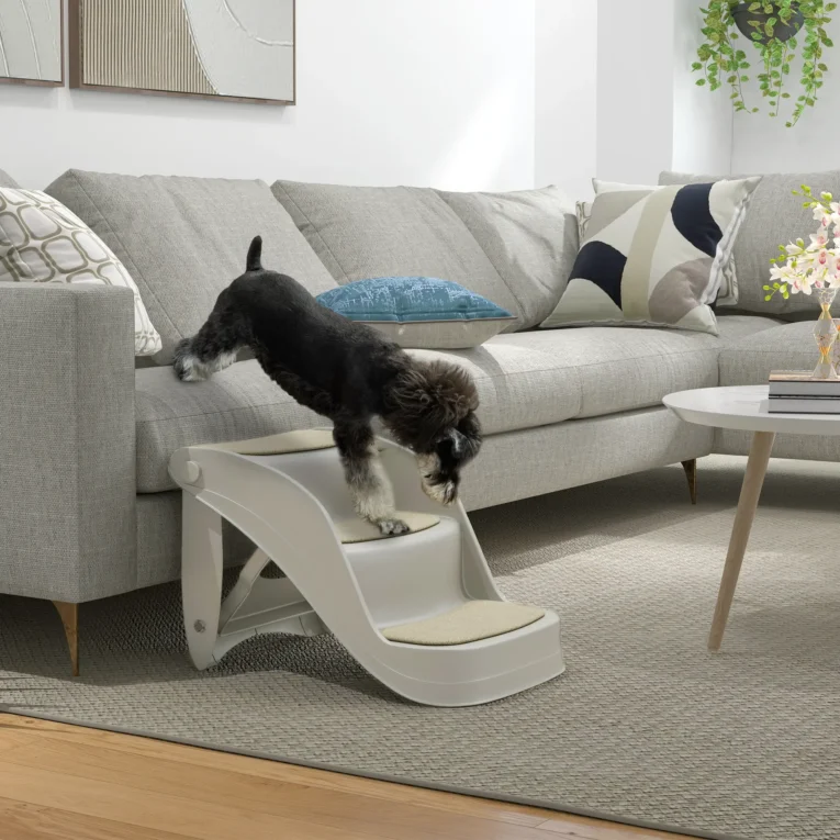 Folding Three-Step Pet Stairs – Grey, 38cm