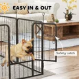Six-Panel Steel Dog Playpen with Gate – Black, 60cm High