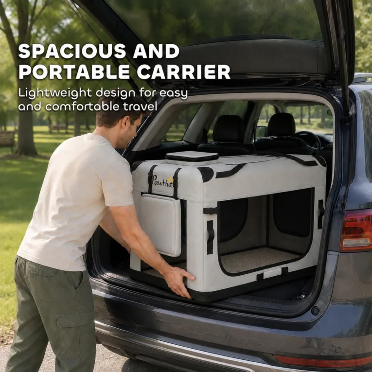 Soft Pet Carrier with Washable Cushion – Light Grey, 90 × 58 × 64cm Soft Pet Carrier with Washable Cushion – Light Grey, 90 × 58 × 64cm