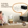 Modular Small-Animal Enclosure with Raised Huts – Black, 31 Panels