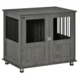 Dog Crate Side Table with Double Doors – Grey, 85cm