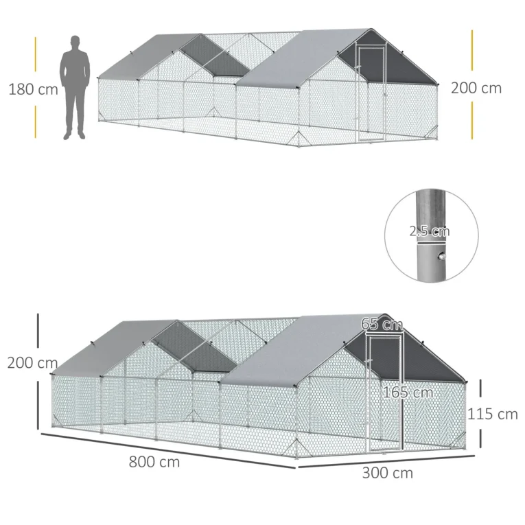 Walk-In Poultry Run with Covered Section – 3 × 8m