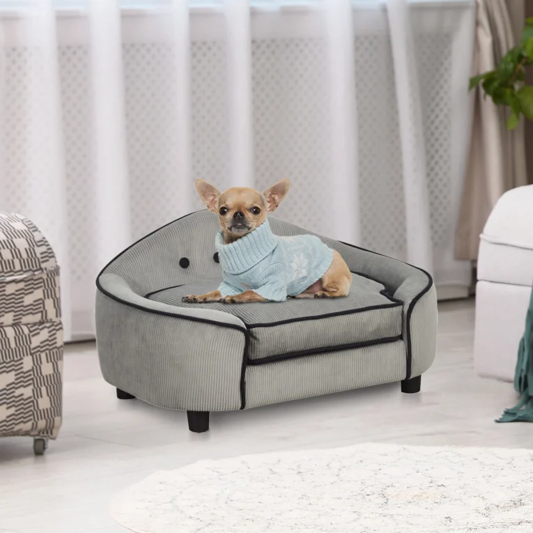 Dog Sofa Wooden Frame 66.5x45x35.5cm – Grey