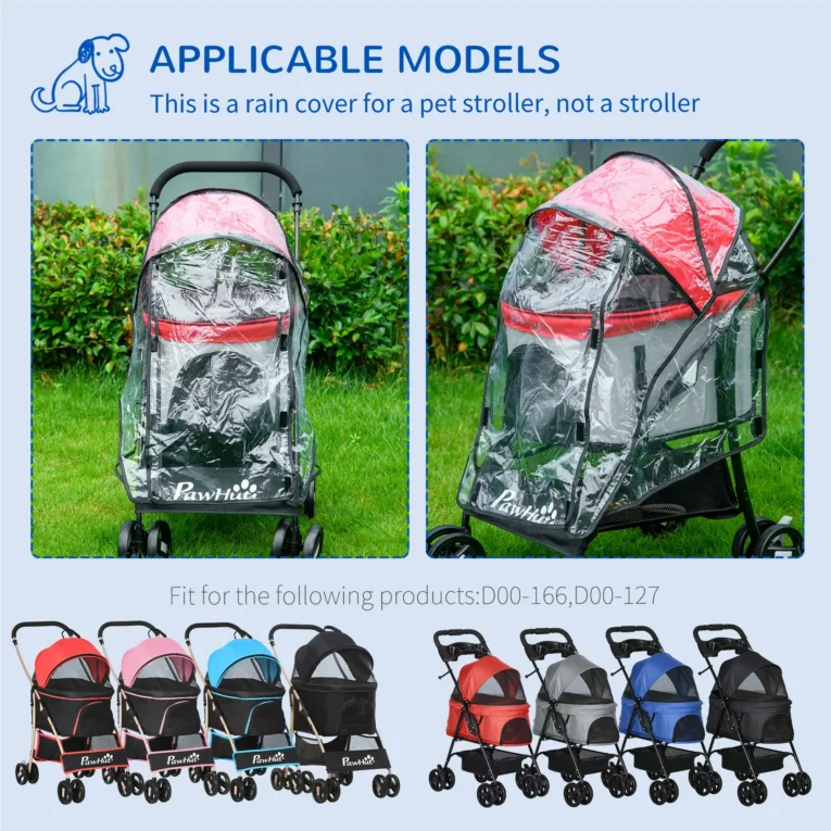 Clear Pet Stroller Rain Cover with Front and Rear Access Clear Pet Stroller Rain Cover with Front and Rear Access