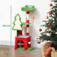 Christmas Cat Activity Tree with House and Scratching Board – Green, 103cm