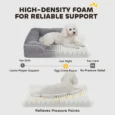 Small Memory-Foam Pet Sofa Bed – Grey, 70 × 60cm