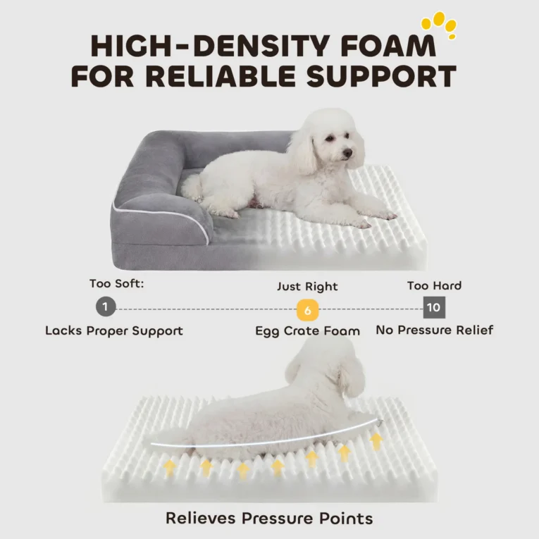 Small Memory-Foam Pet Sofa Bed – Grey, 70 × 60cm Small Memory-Foam Pet Sofa Bed – Grey, 70 × 60cm