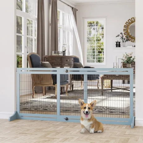 Adjustable Freestanding Dog Gate &ndash; Blue Grey, 104&ndash;180cm &ndash; detail 2