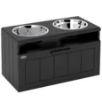 Raised Double Dog Feeding Station with Drawer – Black, 2L Bowls