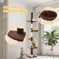 5-Tier Cat Tree Adjustable Height 230-260cm – Brown and white