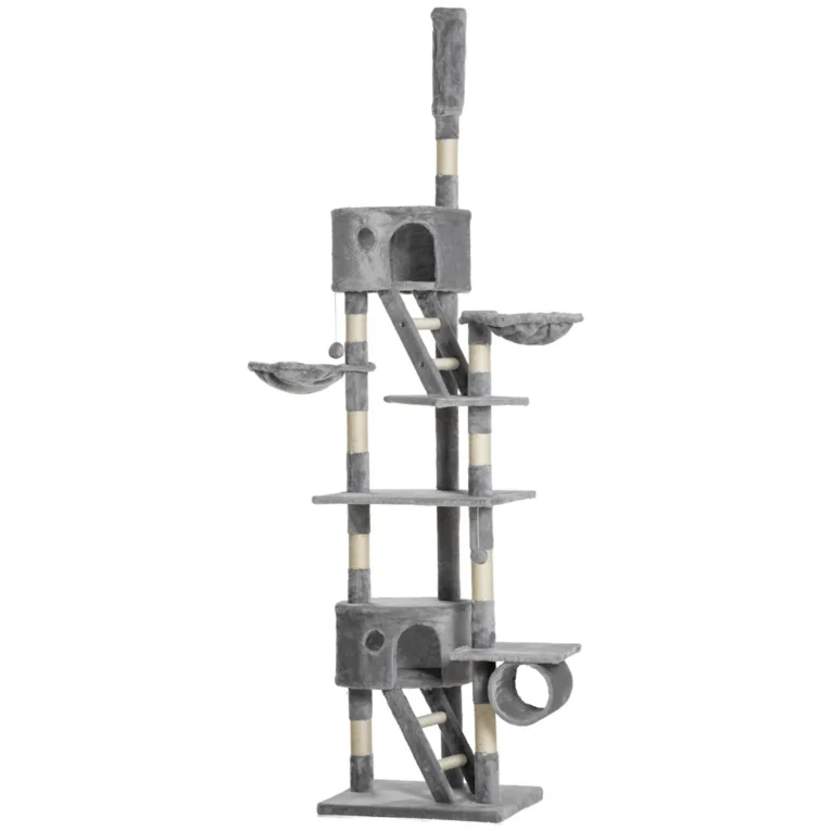 Cat Tree Indoor Adjustable Height 240-260cm – Light grey