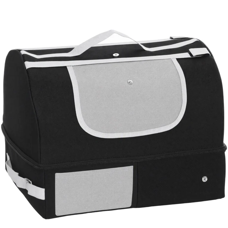 Portable Foldable Cat Litter Box with Lid – Black, Grey