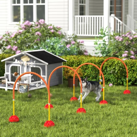 Four-Piece Adjustable Dog Agility Gate Set – Orange