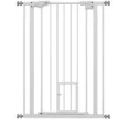 Extra Tall Steel Pet Gate with Cat Flap – White, 74–80cm
