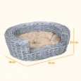 Wicker Pet Bed Sofa Couch 57x46x17.5cm – Grey
