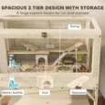 Wooden Hamster Cage 3-Tier with Storage Shelf – Natural wood finish