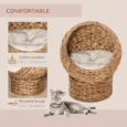 Raised Woven Cat Cave with Washable Cushion – Natural Brown