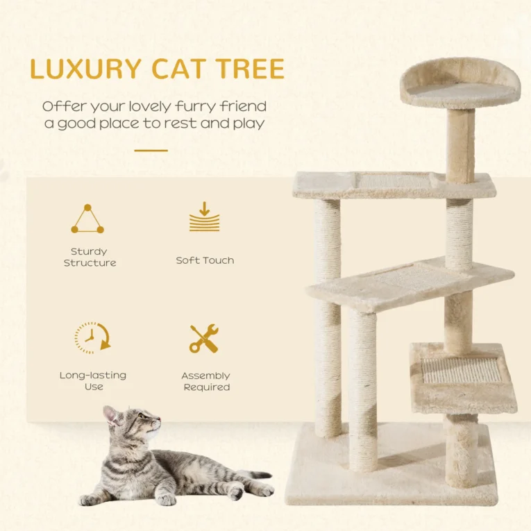 Cat Tree 100cm Activity Centre Scratching Post – Beige