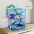 Five-Level Hamster Habitat with Side Tunnel – Blue, 46 × 30 × 58cm