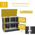 Two-Level Rabbit Hutch with Raised Sleeping Area – Grey, 97 × 44 × 91cm
