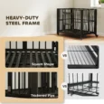 Folding Steel Dog Crate with Opening Roof – Black, 109cm