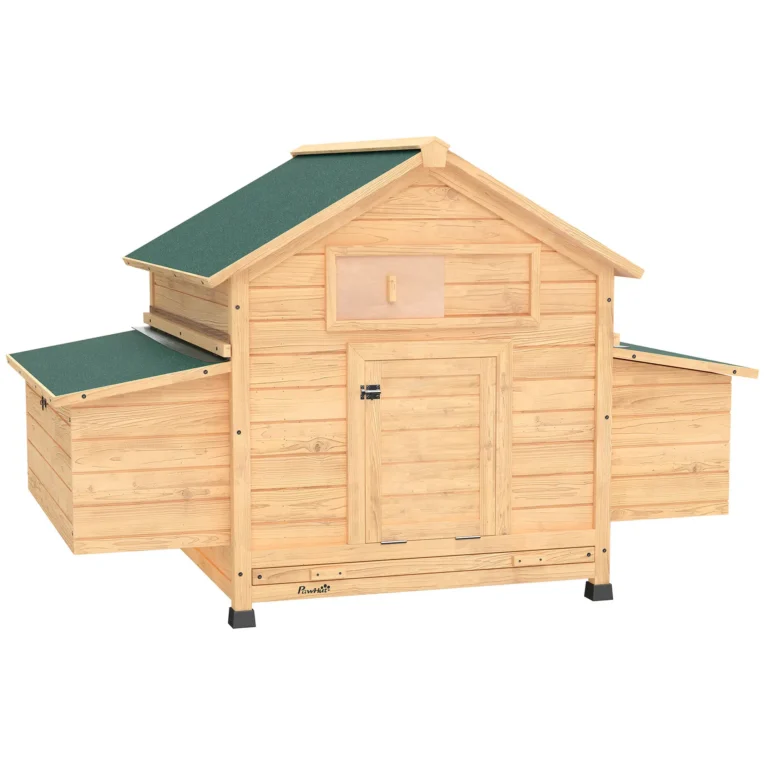 Wooden Hen House with Nesting Box – Yellow and Green