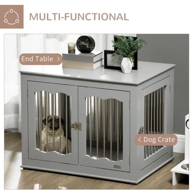 Three-Door Furniture Dog Crate – Grey, 80.5cm