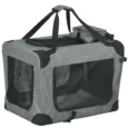 Folding Fabric Pet Carrier with Three Access Openings – Grey