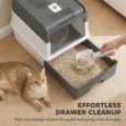 Enclosed Cat Litter Box Pull-Out Drawer – Grey, White, Black