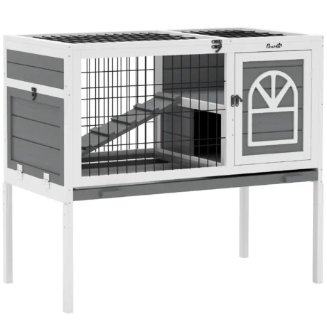 Rabbit Hutch 90 x 53 x 87cm – White and grey