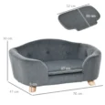 Compact Cushioned Pet Sofa – Grey, 70cm