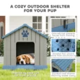 Plastic Outdoor Dog Kennel with Ventilation – Grey and Blue, 85cm