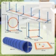 Eight-Piece Dog Agility Set with Tunnel, Weave Poles and Jumps