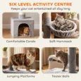 Adjustable Floor-to-Ceiling Cat Tower with Den – Light Grey, 230–250cm