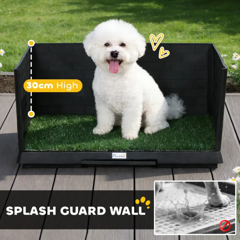 High-Sided Dog Toilet with Grass Pad and Drawer – 75cm