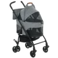 Folding Pet Stroller with Lift-Off Carrier – Grey, 10kg Capacity