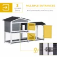 Wooden Rabbit Hutch 2-Tier with Tray – Grey, White, Black